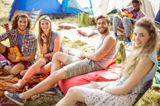 Hipsters enjoying festival in Norfolk