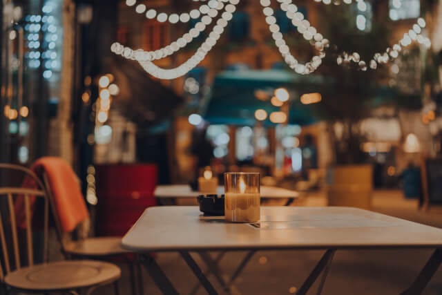 Table with a candle lit